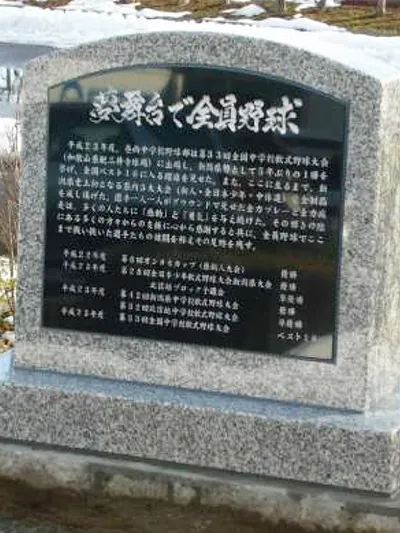 巻西中学校野球部　第３３回全国中学校軟式野球大会出場記念碑